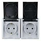 REV AquaForm, Doppelsteckdose-Feuchtraumsteckdose, IP44, einpolig, Aufputz, grau