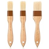 Gjinxi 3x Backpinsel 1,5' und 1' Naturborstenpinsel Zum Kochen Butterpinsel Küche Lebensmittelpinsel Pastry Brush für Öl Soße Grillpinsel Backpinsel Einfach Zu Handhabender Küchenpinsel Küchenutensil