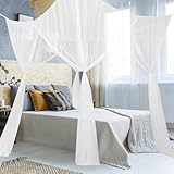 Tikplus Moskitonetz Doppelbett， 210x240x190cm Himmelbett Moskitonetze mit 4 Eckpfosten, Hängendes Mückenschutz Bed Canopy für Einzel Bett Insektenschutz Reise Hause Außenbereich