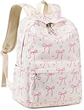 LOIDOU Schulrucksack Mädchen & Jungen Teenageralter Leichter Rucksack Damen für Schule Wasserabweisend Daypack Bookbag Colleg Work (Rosa Krawatte-weiß)
