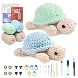 DEMIUKO Häkeln für Anfänger Häkelset 2 Stück Schildkröte Strickset für Erwachsene Stricken Tiere Häkelset für Kinder Geschenk Crochet Set mit Video Anleitung Häkelnadel Garnbälle DIY Häkel Zubehör
