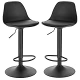 EUGAD Barhocker 2er Set Gepolsterter Drehhocker mit Luftheber-Design, Kunstleder Barstuhl mit Lehne Küchen, Höhenverstellbar Schwarz, 0651BY-2