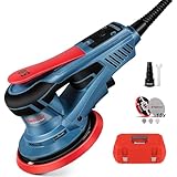 FANZWORK Bürstenloser Exzenterschleifer EZ150A mit Tragkoffer, 5mm Schleifhub,150mm Schleifteller, 350W Motor, 7-Stufige Drehzahlregelung, inkl.Tellerbremse, 15x Schleifgitter, 1x Ersatz-Schleifteller