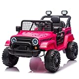 LALAHO Elektroauto für Kinder 12V Elektrofahrzeuge für Kinder mit 2,4 Ghz Fernbedienung (Rose)