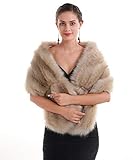 Saferin Damen Winter Kunstfell Gerade Hochzeit Halloween Party Kustume Zubehör Schal Wrap Kragen Schal Shrug, beige