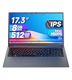 IJKKJI 17 Zoll Laptop, 8 GB RAM 512 GB SSD Laptop mit Celeron Quad Core N5095 (bis zu 2,9 GHz), deutsche Tastatur, IPS FHD-Display, Webcam, Dual-WLAN, Bluetooth 4.2, HDMI, USB 3.0, Typ-C