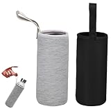 BNGXR Thermo-Hülle Taschen, 2 Stück Wasserflasche Neopren Beutel Flaschen 550 ML Trinkflaschen Neopren Flaschen Schutzhülle für Glas Wasser-Flasche Abdeckung für Sportwasserflaschen (Schwarz Grau)
