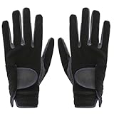 Golfhandschuhe für Männer, nicht rutschende atmungsaktive Golfhandschuhe Männer mit Befestigungsband, Mikrofaser- und Polyester Wintergolfhandschuhe, schwarze Golfhandschuhe für Innen im Freien, Golf
