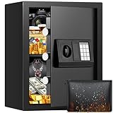 50L Großer Safe Tresor für Zuhause, Safe Tresor Feuerfest Wasserdicht mit Schlüssel, Zahlenschloss, Möbeltresor Feuerfester mit Intelligente Alarme, Wandtresor für Gold Schmuck Dokumente