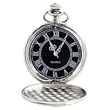 Retro Quarz Taschenuhr, Taschenuhr Herren, Unisex Taschenuhr Mit Kette, Vintage Römische Ziffern Skala Quarz Taschenuhr, Klassische Herren-Taschenuhr, Retro Taschenuhr Herren Mit Kette