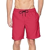 Herren-Badeshorts mit Futter, Board-Shorts, für Surfen, Strand, schnelltrocknend, lässig, kurz, einfarbig, wasserdicht, Bademode, Surfen, mehrere Taschen, kurz, große und große Badehose, elastische