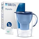 BRITA Wasserfilter Kanne Marella blau (2,4l) inkl. 1x MAXTRA PRO All-in-1 Kartusche – Filterkanne zur Reduzierung von Kalk, Chlor, Blei, Kupfer & geschmacksstörende Stoffe im Leitungswasser