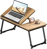 Arvioo Betttisch Laptoptisch Höhenverstellbar 57 x 33 x 28 cm Betttablett mit Anti-Rutsch-Streifen und Cup Slot Laptop Tisch für Sofa Arbeiten Bett Studieren Lesen Schreiben (Walnuss)