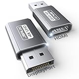 JSAUX 4K DisplayPort zu HDMI Adapter 2-Stück, DP PC zu HDMI Monitor Konverter Video UHD 4K@30Hz/2K@60Hz/1080P@120Hz DP zu HDTV Adapter Kompatibel mit Dell, Lenovo, HP,GPU, AMD, NVIDIA, Desktop- Grau