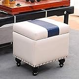 Aufbewahrungswürfel aus Kunstleder, stilvolle Fußstütze mit Aufbewahrungsbox aus Massivholz, perfekt für Schuhwechsel, Spielzeugorganisation und Heimdekoration