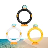 Tauchstäbe und Ringe für Poolspielzeug, 3-teiliges Set mit lächelnden Enten- und Clown-Motiven, schnell eindrückende Kunststoffstöcke, bunt und robust, sicher für