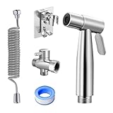 LURNODY Bidet Edelstahl Handbrause, Tragbares Bidet-Sprüh-Set, G1/2 Toilettensprühgerät Set, 1,5 m StoffwindelsprüH Kit mit Wasserhahnspender, Telefonleitung- und Hakentoilette oder Wandhalterung