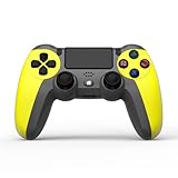 NK Wireless Controller für PS4 / PS3 / PC/Mobile - Wireless Controller mit Vibration, 6-Achsen-Erkennungsfunktion, LED-Licht, Touchpanel, Kopfhörerbuchse, inkl. Ladekabel - Gelb