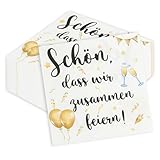 40 Stück Servietten Geburtstag 33X33cm,Servietten Spruch Schön, dass wir zusammen feiern,Weiß Partyservietten,für Geburtstag zur Babyparty Taufe und Hochzeit