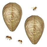 2 Stück Wespennest Attrappe Wetterfest,Künstliches Anti Wespen Abwehr,Hornissennest Attrappe aus Nässebeständigem Stoff,Wespen Nestbau Verhindern,Gegen Wasp Nest,Wespenabwehr für Balkon,Garten Outdoor