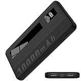 Power Bank, 10000mAh Powerbank Klein Aber Stark, Externe Handyakkus USB C Port, Externer Akku LED Display, 2 USB Ausgängen und Mirco USB Eingängen, Tragbares Ladegerät für Smartphone, Tablets und mehr