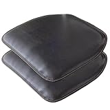 KKPW Leder-Küchenstuhlkissen,geformtes Sitzkissen und Esszimmerstuhlpolster,43 x 40 cm,rutschfeste Gummirückseite,2/4 Packungen (Farbe: Schwarz,Größe: 2er-Set)