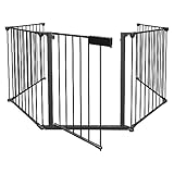 Cecaylie Kaminschutzgitter mit Tür 310cm Metall Ofenschutzgitter Laufgitter Laufstall Absperrgitter Tierschutzgitter Türschutzgitter für Kinder-Sicherung, 5-teilig