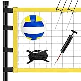 Yoving 9.5m x 1m Volleyballnetz Set, Faltbare Volleyball Komplettes Netz Set mit Stahlpfosten, Feldmarkierung,Volleyball und Kostenlose Tragetasche, Volleyball Linien, Höhenverstellbar