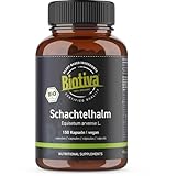 Schachtelhalmkraut Bio 150 Kapseln - Zinnkraut - hochwertigste Qualität - Equisetum arvense L. - abgefüllt und kontrolliert in Deutschland - Biotiva