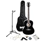RockJam Akustikgitarren-Set mit Ständer, Gigbag, Stimmgerät, Plektrumhalter, Ersatzsaiten und Unterricht