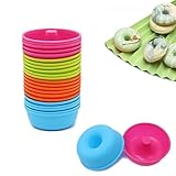 Rkllejs 24 Stück Donuts Backform, Mini Gugelhupfform Silikon, Muffinform Silikon BPA-Frei, Donut Formen Silikon, Muffinform Silikon Set, für Kuchen Dessert Schokolade Pudding Gelee (7.5 x 6.5 x 3cm)