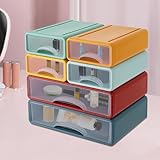 6 Stück Aufbewahrungsbox mit Schubladen, Stapelbare Schubladenbox, Schreibtisch Organizer Schubladen für Schreibwaren, Make-up, Schmuck, Büro-Bastelbedarf (4 Farben)
