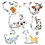 6Stück Ausstechform Edelstahl, Kuh Kuhkopf Milchflasche Ziege Hund Huhn Keks Ausstecher, Ausstechformen Keks und Plätzchenform Plätzchen, Plätzchenbacken Kinder Cookie Cutters