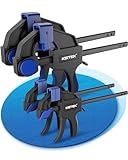 KISTEK® Einhandzwingen Set (4 Stück) inkl. Schnellverschluss und 20-75KG Spannkraft. Starke Einhandzwingen aus Carbonstahl für Holz, Metall, Möbel uvm. Zum Spannen (85 bis 345mm) & Klemmen (
