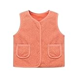 Generisch Teddy Fleece Weste Kinder Jungen Mädchen Ärmellos Fleecejacke Kurz V-Ausschnitt Teddyfleece Jacke Locker Weste Winter Warm Teddyweste Outdoor Winterjacke Plüschweste Mädchen Übergangsjacke