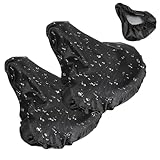MBAIYO 2pcs Sattelschutz Wasserdicht Fahrrad, Elastische Wasserfeste Fahrradsattel Schutzhülle mit Kordelzug Sitzschutz Regenschutz Sonnenschutz Fahrradsattelbezug für Rennrad Mountainbike Schwarz