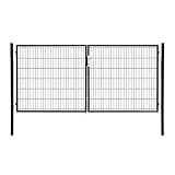 Doppelflügeltor Flügeltor Einfahrtstor Gartentpforte Doppeltor Hoftor Gartentor, Farbe:Anthrazit, Gartenpforte Breite:3x1.4m