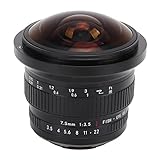DSLR-Kameraobjektiv, Ultraweitwinkelobjektiv 7,5 mm F3,5 Ultraweitwinkelobjektiv aus optischem Glas, Fischaugenobjektiv, Ersatz für 80D 77D