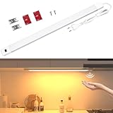 Hensam Unterbauleuchte küche LED, 42cm Lichtleiste küche mit Handwelle Aktiviert, Küchenunterbauleuchte Beleuchtung für Küchen, Schrank, Werkbank, 3000K Warmweiß