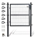 Daromigo Metall Gartentor, 100x100 Gartentür aus verzinktem Stahl, inkl. Griff, Schloss und 3 Schlüsseln, Robust Zauntor Hoftor, Zauntür Gartenzaun, Anthrazit