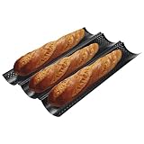 LCXCXY für Baguette Backform, Schwarzbrotbacken, Kompatibel für Baguette-Backblech (38 x 24,5cm), dicke Antihaftbeschichtung, Anwendbar für Baguetteblech zum Backen für Baguetteformen