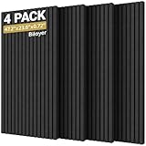 4 Pack Akustikpaneele Selbstklebend, TONOR 120x60x1.8cm große Schalldämmung Akustikplatten, Schallschutz Schallabsorber Lärmschutz Wand Sound Proof Panel für Studio Büro Haus Wanddekoration, Schwarz