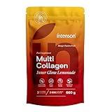 Intenson Multi Collagen Inner Glow Lemonade, Mango–Passion Fruit, 660g, 5 Kollagen-Typen, Hyaluronsäure, Vitamin C und A, Zuckerfrei, 60 Portionen