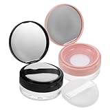 LIFKOME 2 Stück Kosmetik Puderbox mit Spiegel und Elastischem Netz Kompakter Wiederverwendbarer Make up Behälter für Lose Puder Tragbare Aufbewahrungsbox für Frauen und Mädchen