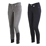 Lazura - Reithose für Damen Dora | Jeans Reithose mit Silikon-Vollbesatz | Vollbesatzreithose mit seitlicher Handytasche & 4 Einschubtaschen | Reitleggings in schwarz | Reitbekleidung in Größe 40