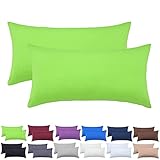NatureMark 2er Set Jersey Kissenbezüge – Elastisch, weich, atmungsaktiv und hautfreundlich – Waschbare Kissenhülle - 40x80 – Apfel Grün