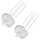 SYUTBOU 4 Stück 8,5 x 23cm und 7 x 18,5cm Silber Passiersieb Klein, Kleines Sieb Set aus Edelstahl, Küchensieb für Bar, Küche