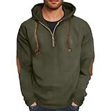 Herren Cord-Kapuzenpullover, halber Reißverschluss, langärmelig, Sweatshirts, Vintage-Stil, Kordelzug, Kapuzen-Top, locker, bequem, warm, für sportliche Sportarten, Sportbekleidung, Oberbekleidung