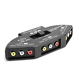 VELATEMOR 3 In 1 Out Audio Video Splitter, Kabel Audio -Video -Adapter -Erweiterungskabel Schwarz, Selektor mit AV -Kabel für DVD VCD VCR (Black)