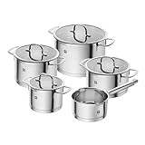 ZWILLING TrueFlow Kochtopfset, 5-teilig, Mit Ausgießfunktion, Induktionsgeeignet, Edelstahl, Silber, 5 Tlg.